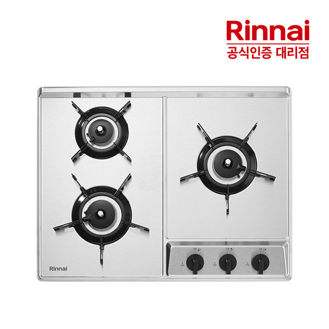[전국설치]린나이 고화력 3구 빌트인 가스쿡탑 INBS301DJ 실버 가스레인지 2025년형 HM