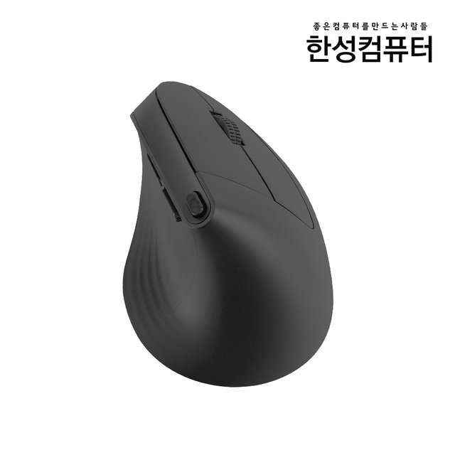 한성컴퓨터 VM100 V2 OfficeMaster 무선 버티컬마우스 블랙색상 손목터널증후군 방지 마우스패드 포함