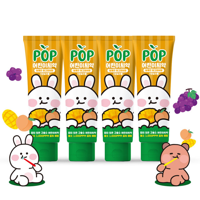 크리오 팝 어린이 치약 달콤한 망고피치향 자일리톨 90g 4개입 x2개(총 8개)