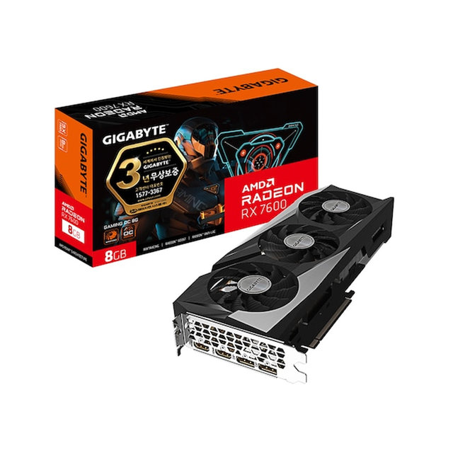 GIGABYTE 라데온 RX 7600 GAMING OC D6 8GB 제이씨현_M