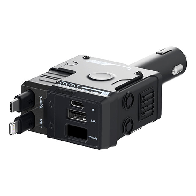 4in1 차량용 충전기 시거잭 120W 초고속 핸드폰 충전기 릴타입