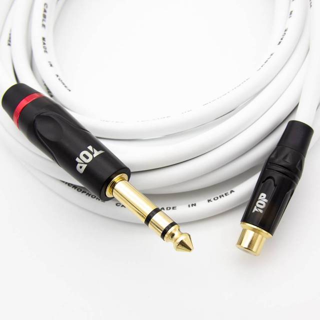 HDTOP 국산 RCA 암 TO 5.5 스테레오 케이블 화이트 7M HT-TP1044