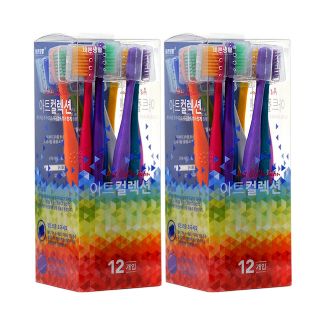 바른생활 월간칫솔 아트컬렉션 초극세모 12입+12입