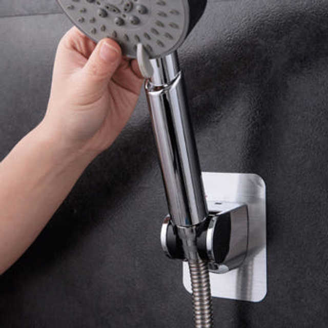 접착식 각도조절 샤워기 거치대 실버