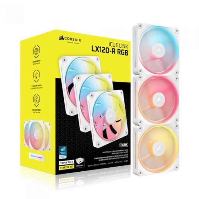 커세어 CORSAIR iCUE LINK LX120-R RGB STARTER KIT Reverse (3팩, 화이트) (정품)