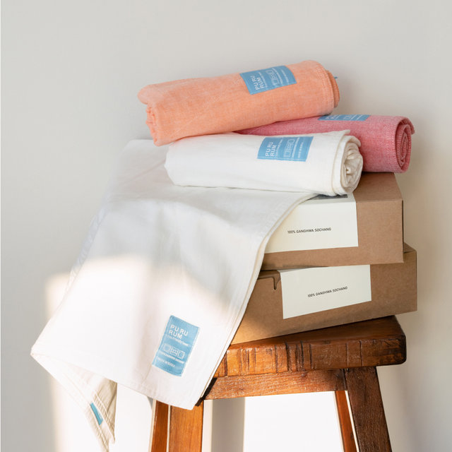 푸르름 소창수건(연순직물) 먼지없는 최고급 호텔수건 48.26cm 오리지널 5장