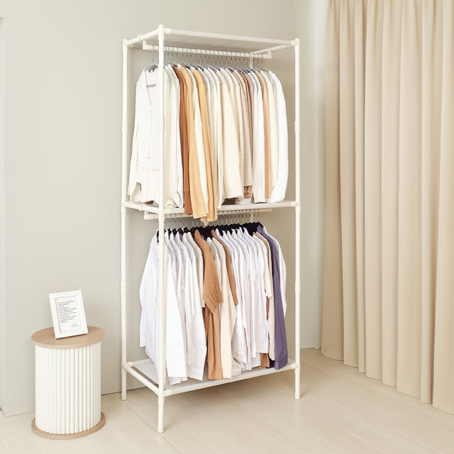 [비밀특가] 철제 무볼트 드레스룸 조립식 시스템 싱글 2단 행거