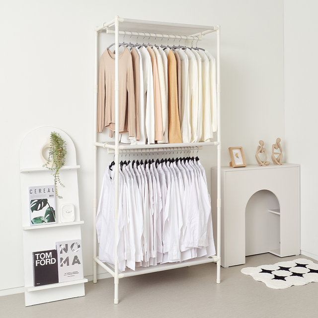 [비밀특가] 철제 무볼트 드레스룸 조립식 시스템 싱글 2단 행거