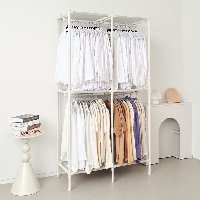 [비밀특가] 철제 무볼트 드레스룸 조립식 시스템 더블 2단 행거