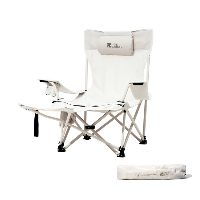 모비가든 리클라이너 폴딩체어 간편 접이식 릴렉스 캠핑체어 (화이트)