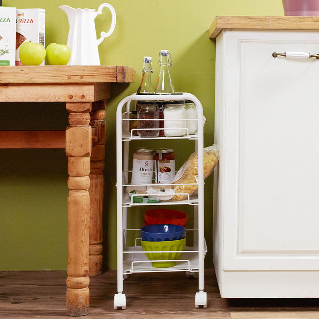 [비밀특가] 철제 이동식 트롤리 틈새선반 수납장 메쉬선반 3단