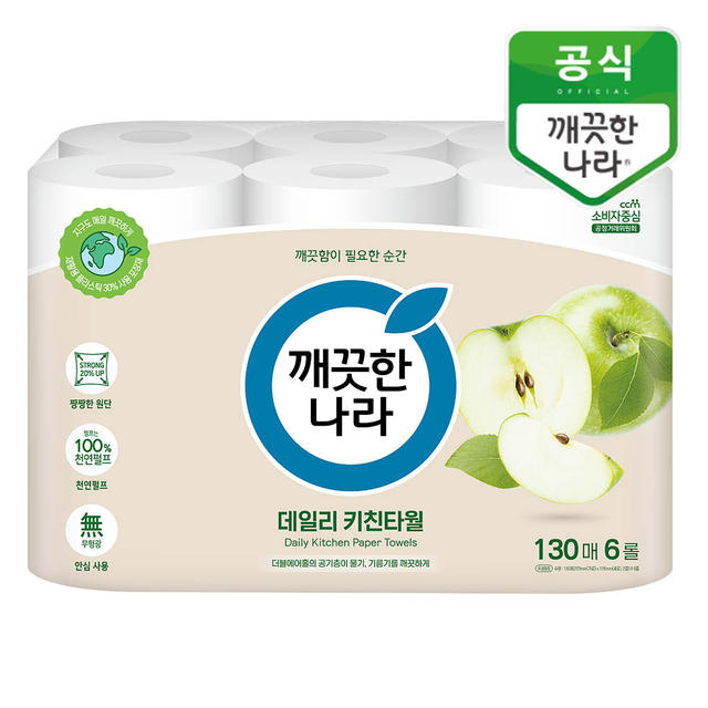 깨끗한나라 데일리 키친타올 그린패키지 130매 6롤