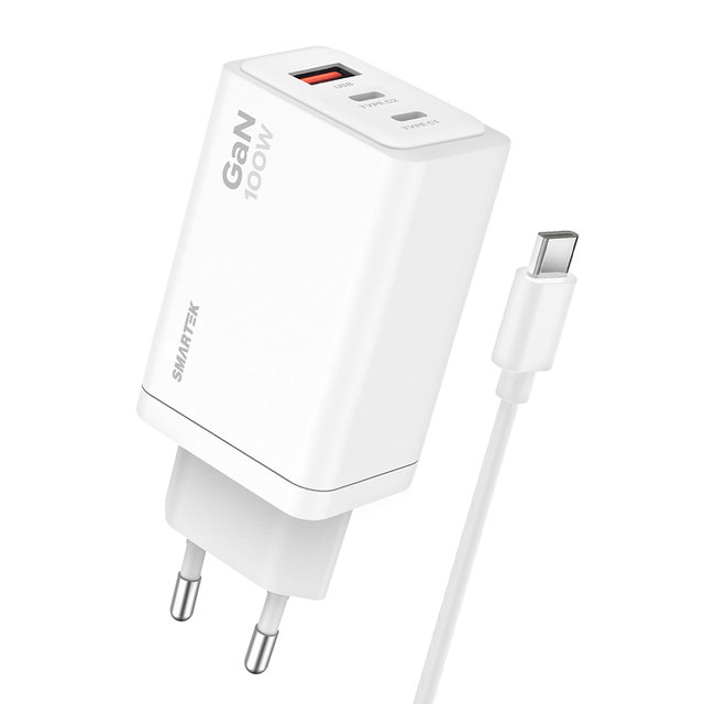 [스마텍] [본사] 강력 GAN 100W PD PPS 3포트 초고속충전기 I 노트북 충전 STQC-GAN100