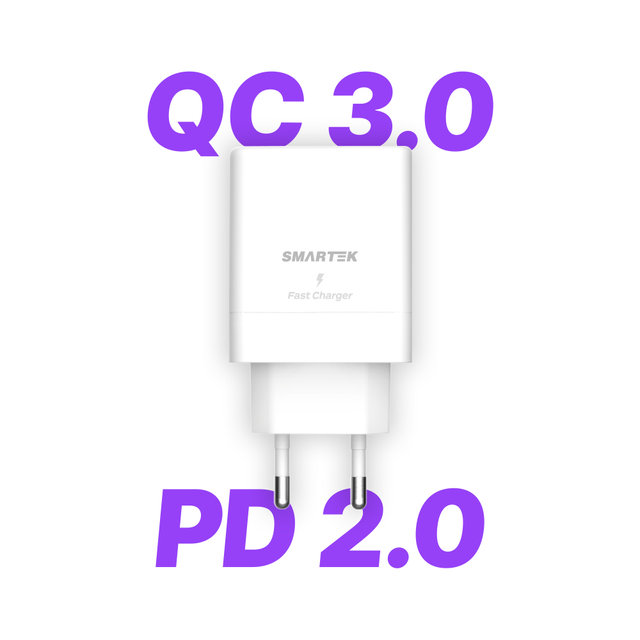 [스마텍] [본사] 3in1 36W 3포트 듀얼코일 QC PD 고속충전기 I 어댑터 별도 STQC-3PortC