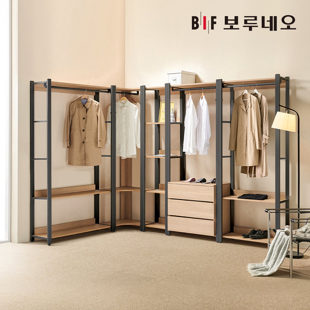 보루네오 아이든 시스템 행거 철제 드레스룸 800 3단 서랍장