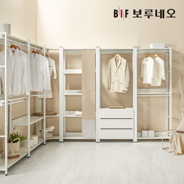 보루네오 아이든 시스템 행거 철제 드레스룸 800 3단 서랍장