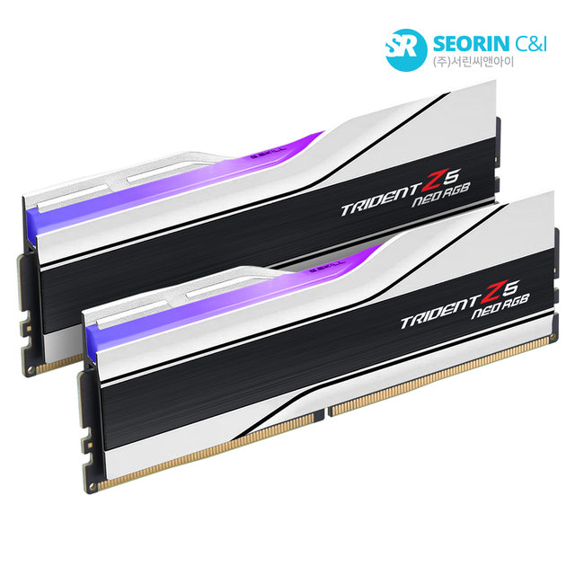 [서린공식] 지스킬 DDR5 6000 CL32 TRIDENT Z5 NEO RGB J 화이트 패키지 64GB(32Gx2)