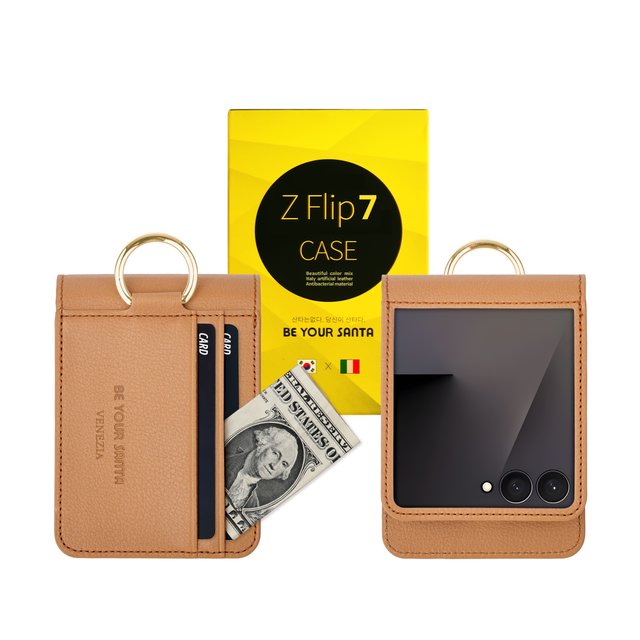 비유어산타 갤럭시 Z플립7 케이스 지갑 이태리원단 베네치아