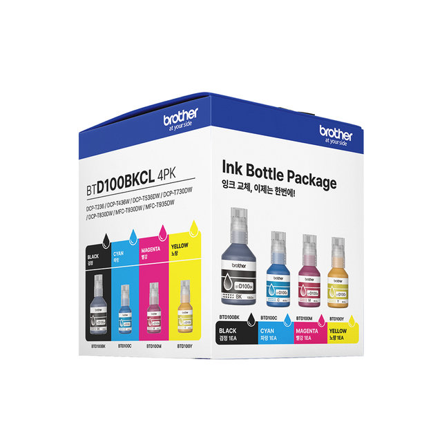 브라더 정품잉크 BTD100BKCL 4색 패키지