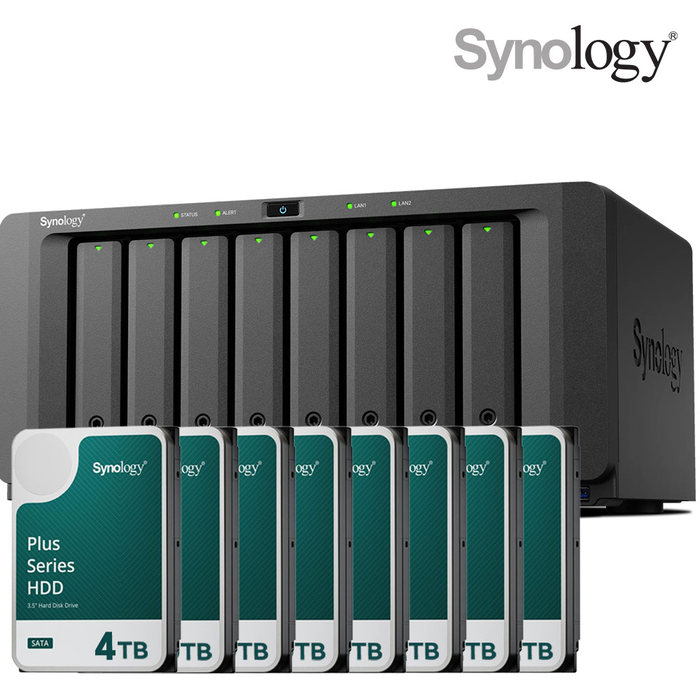 시놀로지 나스 DS1825+8bay 32TB HAT3300-4TBX8EA 합본 기업용 NAS