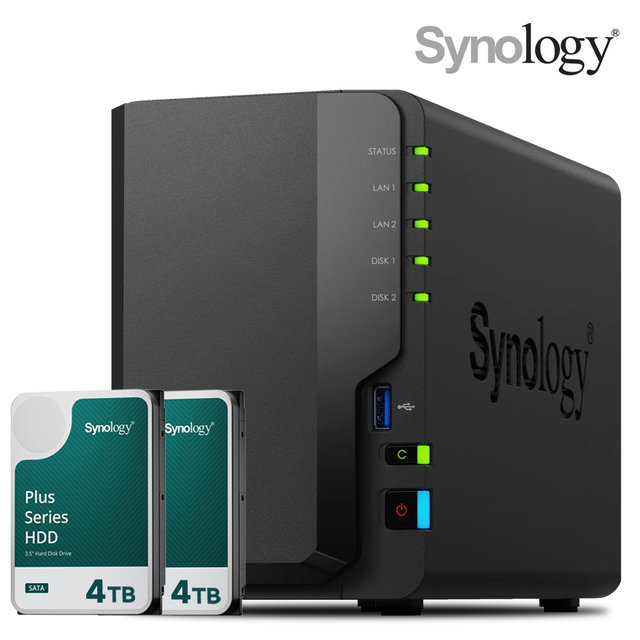 시놀로지 나스 DS225+2bay [8TB]HAT3300-4TBX2EA 합본 기업용 NAS