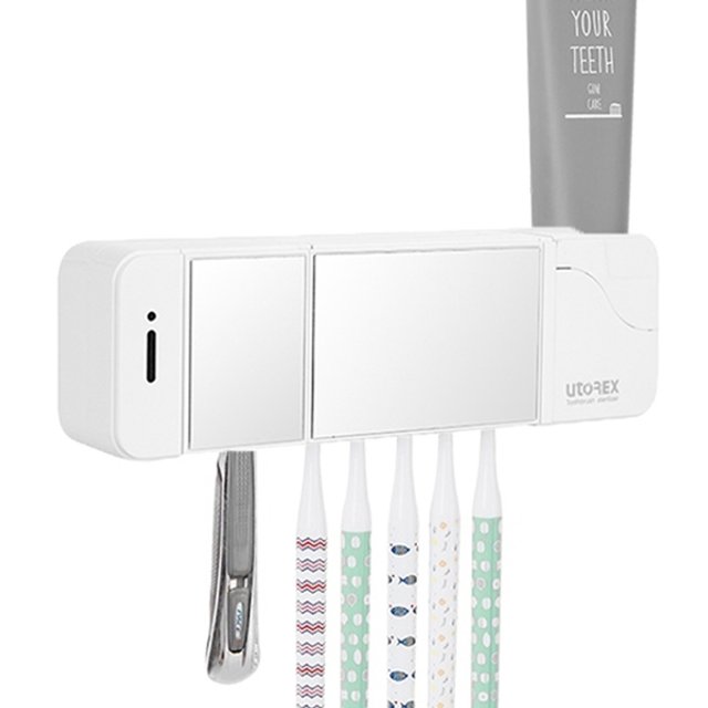 유토렉스 거울도어 히팅건조 가정용 칫솔건조살균기 UTC-5350W 화이트