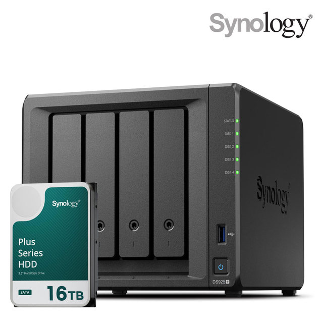 시놀로지 나스 DS925+4bay [16TB]HAT3310-16TBX1EA 합본 기업용 NAS