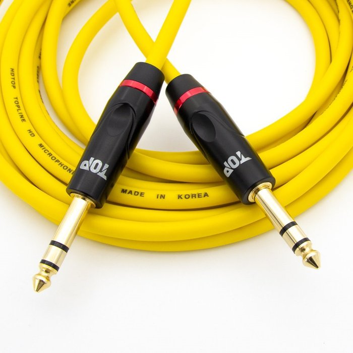탑라인에이치디 HDTOP 국산 5.5 스테레오 TRS 케이블 옐로우 50M HT-TP2351