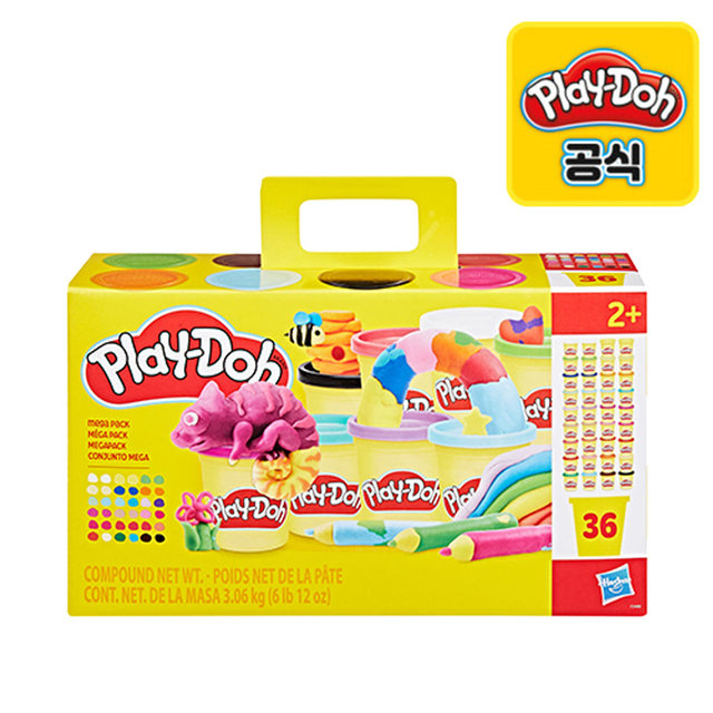 플레이도우 36팩 뉴 메가팩 클레이 점토 (85g 36개입)