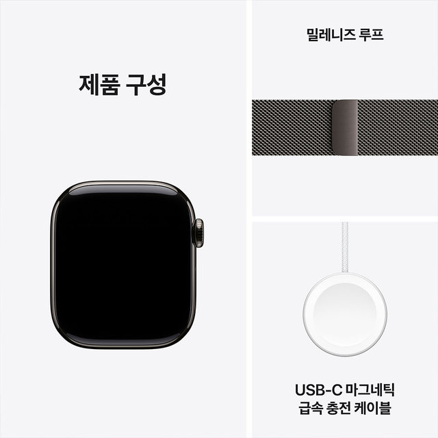 애플워치 11 42mm, GPS + Cellular (슬레이트 티타늄, 슬레이트 밀레니즈 루프, Regular) - [MF8U4KH/A]