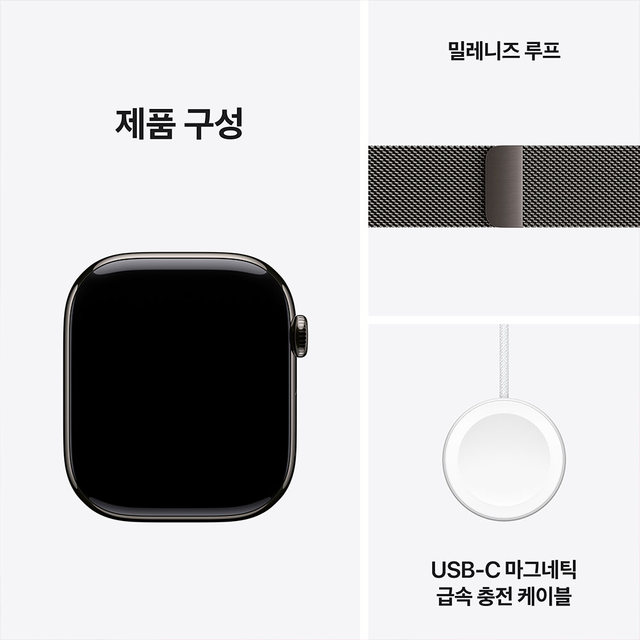 애플워치 11 46mm, GPS + Cellular (슬레이트 티타늄, 슬레이트 밀레니즈 루프, S/M) - [MFD34KH/A]