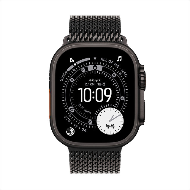 애플워치 울트라 3 49mm, GPS + Cellular (블랙 티타늄, 블랙 티타늄 밀레니즈 루프, Small) - [MF1N4KH/A]