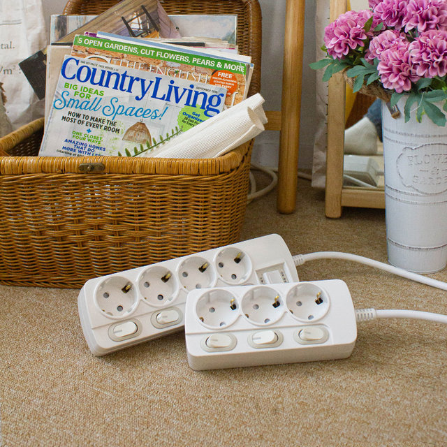 THE 슬림플러그 국산 개별 과부하차단 5구 멀티탭 납작 플러그 스위치 1.5m