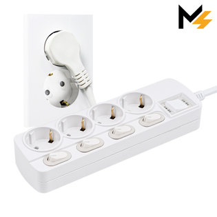 THE 슬림플러그 국산 개별 과부하차단 4구 멀티탭 납작 플러그 스위치 3m