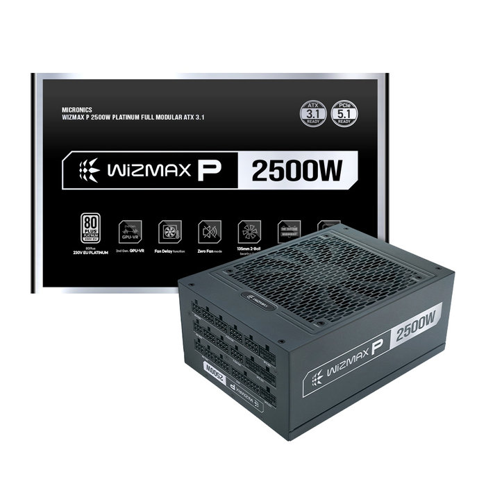 마이크로닉스 WIZMAX P-2500W 80PLUS PLATINUM 풀모듈러 ATX 3.1 블랙