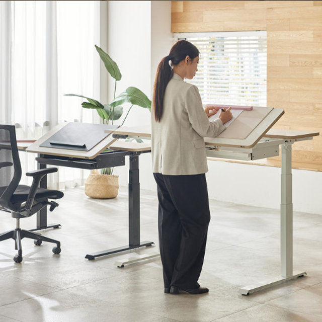 [비밀특가] 각도조절 전동 책상 듀얼모터 듀얼플러스 3STEP 1400 x 800