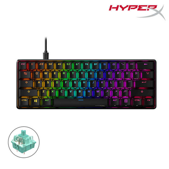 하이퍼엑스 알로이 오리진 60 RGB PBT 아쿠아축 유선 게이밍 키보드