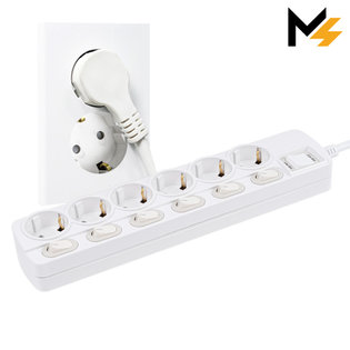 THE 슬림플러그 국산 개별 과부하차단 6구 멀티탭 납작 플러그 3m