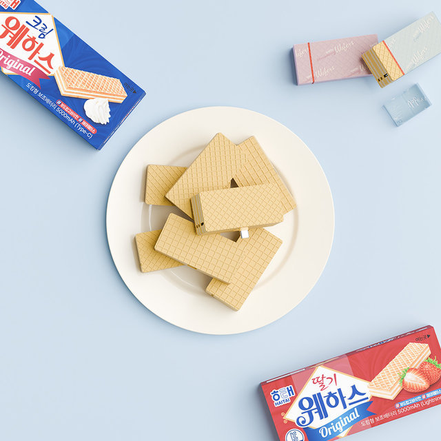 웨하스 도킹형 보조배터리 C타입 5,000mAh 크림