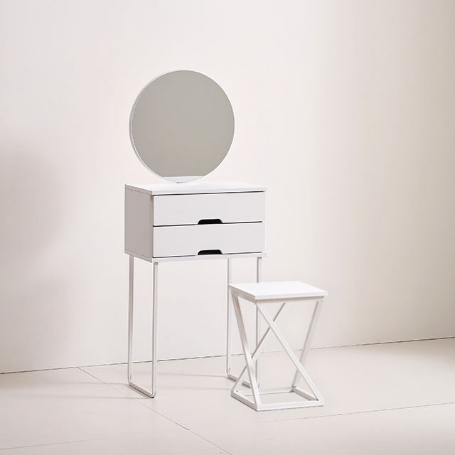 [착불배송 상세확인] C7303 원형 거울 화장대 의자 세트 500 2colors