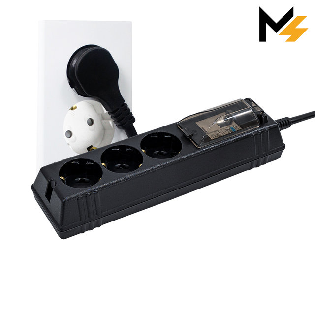 슬림플러그 국산 고용량 에어컨 히터 세탁기 과부하차단 블랙 3구 1.5m