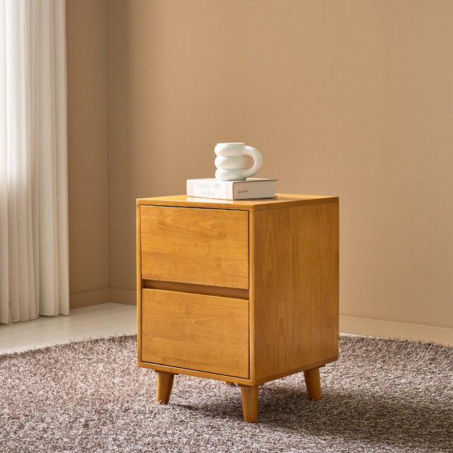 [착불배송 상세확인] P3364 고무나무 2단 서랍 협탁 400 1color