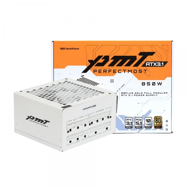 DARKFLASH 퍼펙트모스트 850W 80PLUS골드 풀모듈러 ATX3.1 화이트_파워