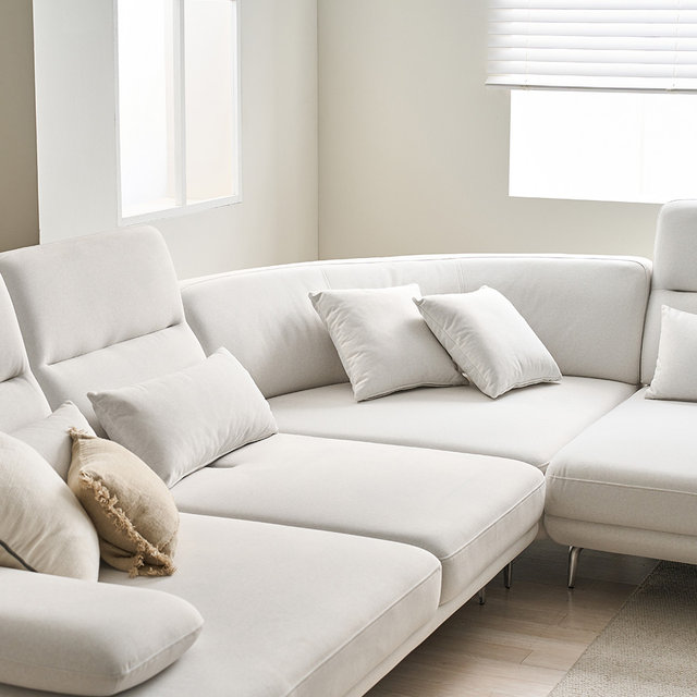 [비밀특가] 장인가구 도이 5인용 스윙 타이보텍스 이지클린 패브릭 코너형 소파 (스툴 포함)