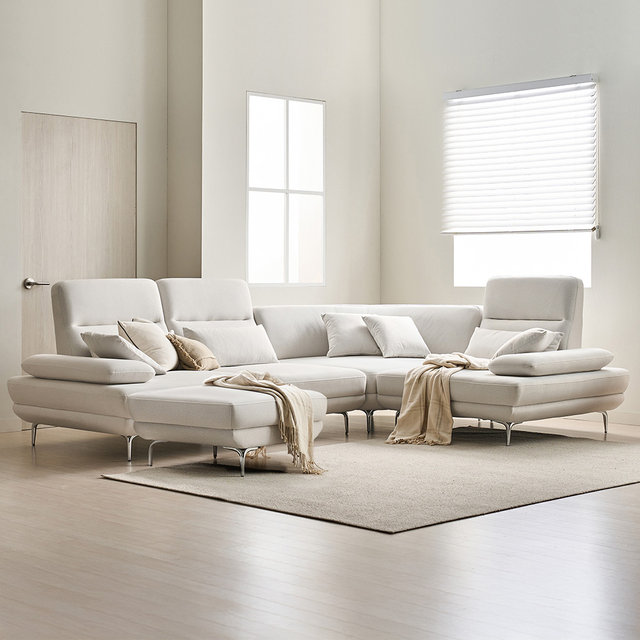 [비밀특가] 장인가구 도이 5인용 스윙 타이보텍스 이지클린 패브릭 코너형 소파 (스툴 포함)