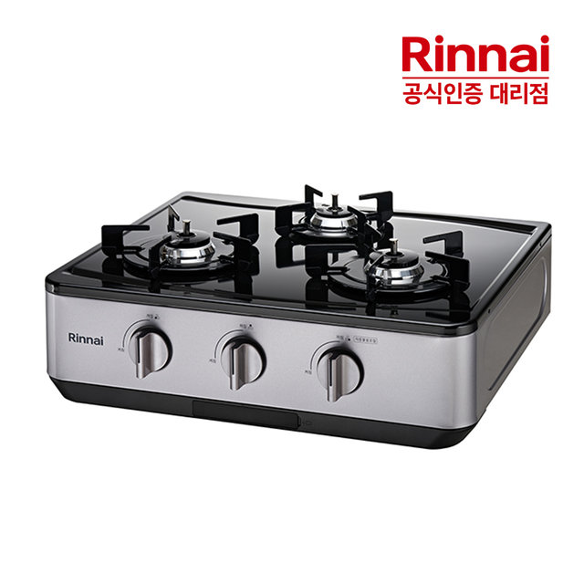 [전국설치] 린나이 3구 고화력 자동화력조절 스마트 조절 러스틱 실버 가스레인지 RT-6520I HM