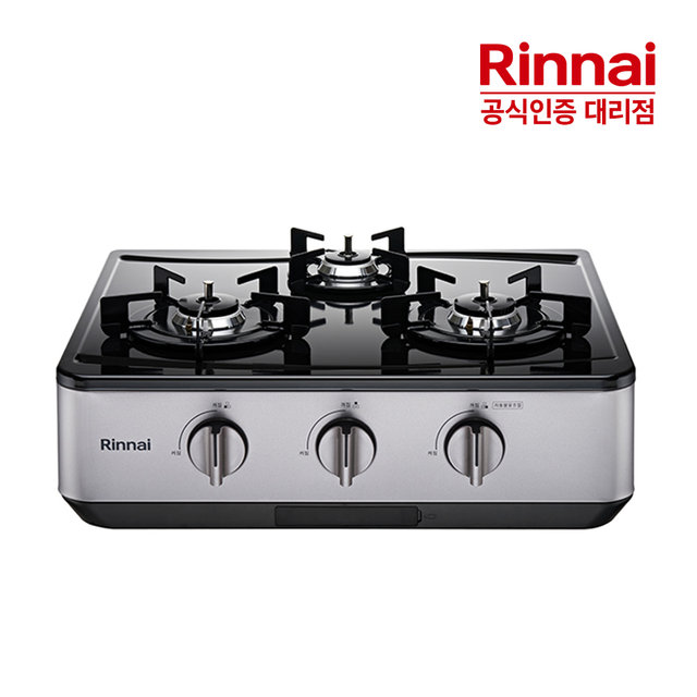 [전국설치] 린나이 3구 고화력 자동화력조절 스마트 조절 러스틱 실버 가스레인지 RT-6520I HM