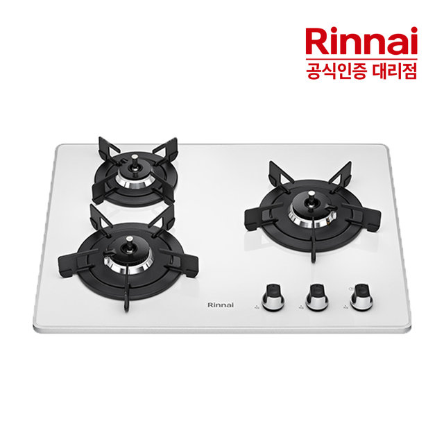 [전국설치] 린나이 3구빌트인 가스레인지 RBR-P3511WD 화이트 자동화력조절센서 펄크리스탈