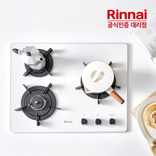 [전국설치] 린나이 3구빌트인 가스레인지 RBR-P3511WD 화이트 자동화력조절센서 펄크리스탈