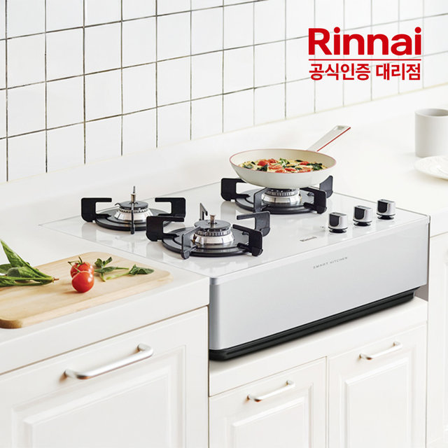 [전국설치] 린나이 3구빌트인 가스레인지 RBR-P3511WD 화이트 자동화력조절센서 펄크리스탈
